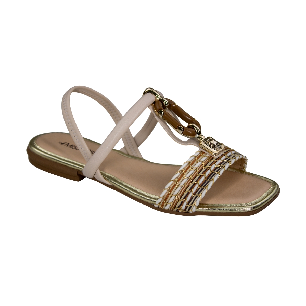Sandália Feminina Rasteira Fivela Treliça - CARAMELO/COTTON