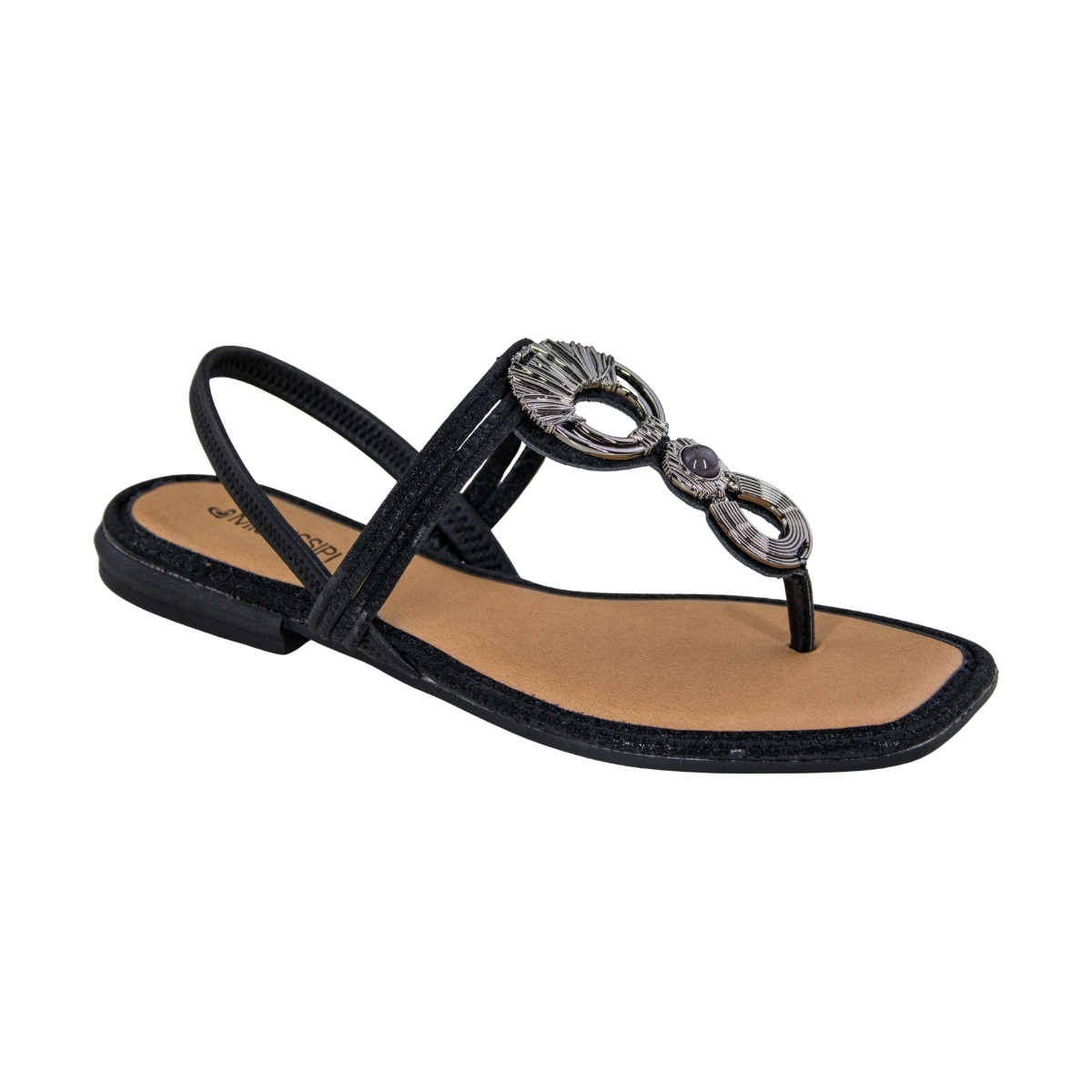 Sandália Feminina Rasteira Metal  - PRETO