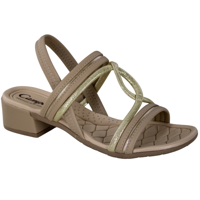 Sandália Feminina Campesi Salto Quadrado - DUNA/OURO