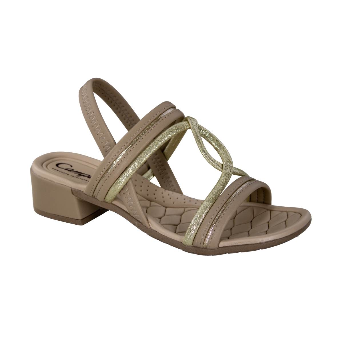 Sandália Feminina Campesi Salto Quadrado - DUNA/OURO