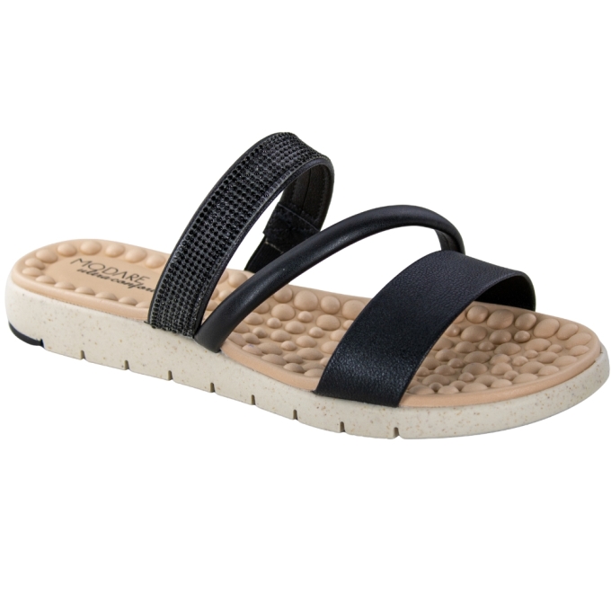 Tamanco Feminino Modare 3 Tiras Brilho - PRETO