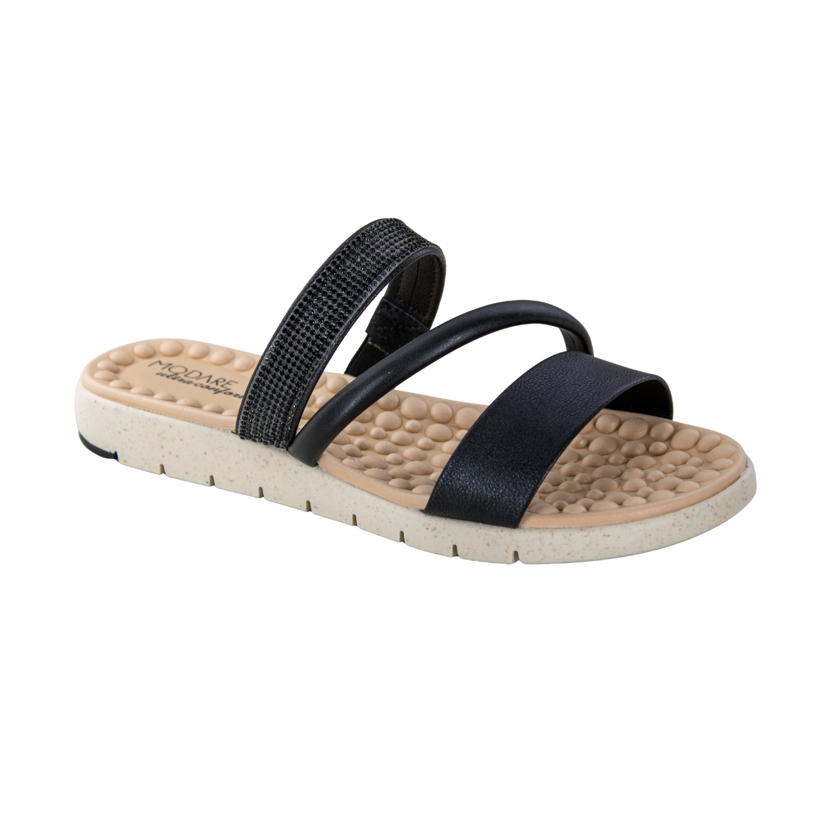 Tamanco Feminino Modare 3 Tiras Brilho - PRETO