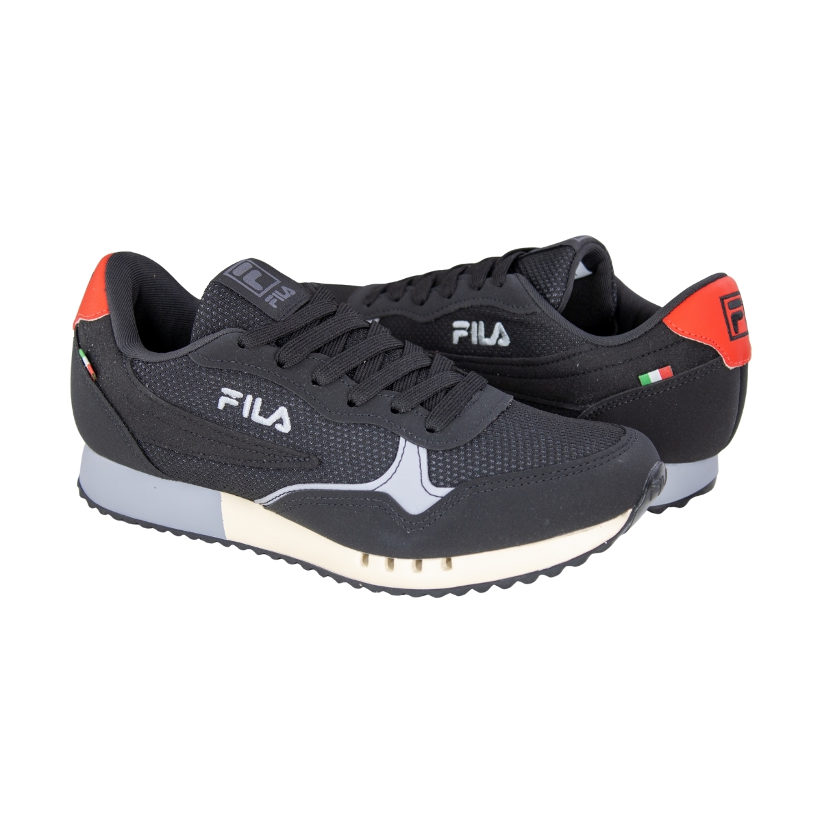 Tênis Masculino Fila Euro Jogger Sport II - PRETO/BEGE/VERMELHO