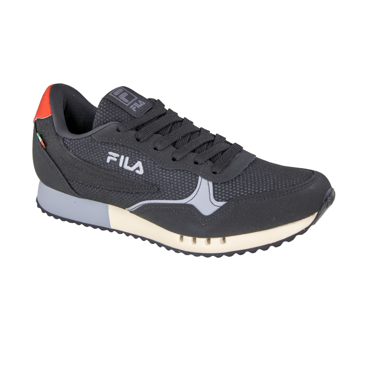Tênis Masculino Fila Euro Jogger Sport II - PRETO/BEGE/VERMELHO