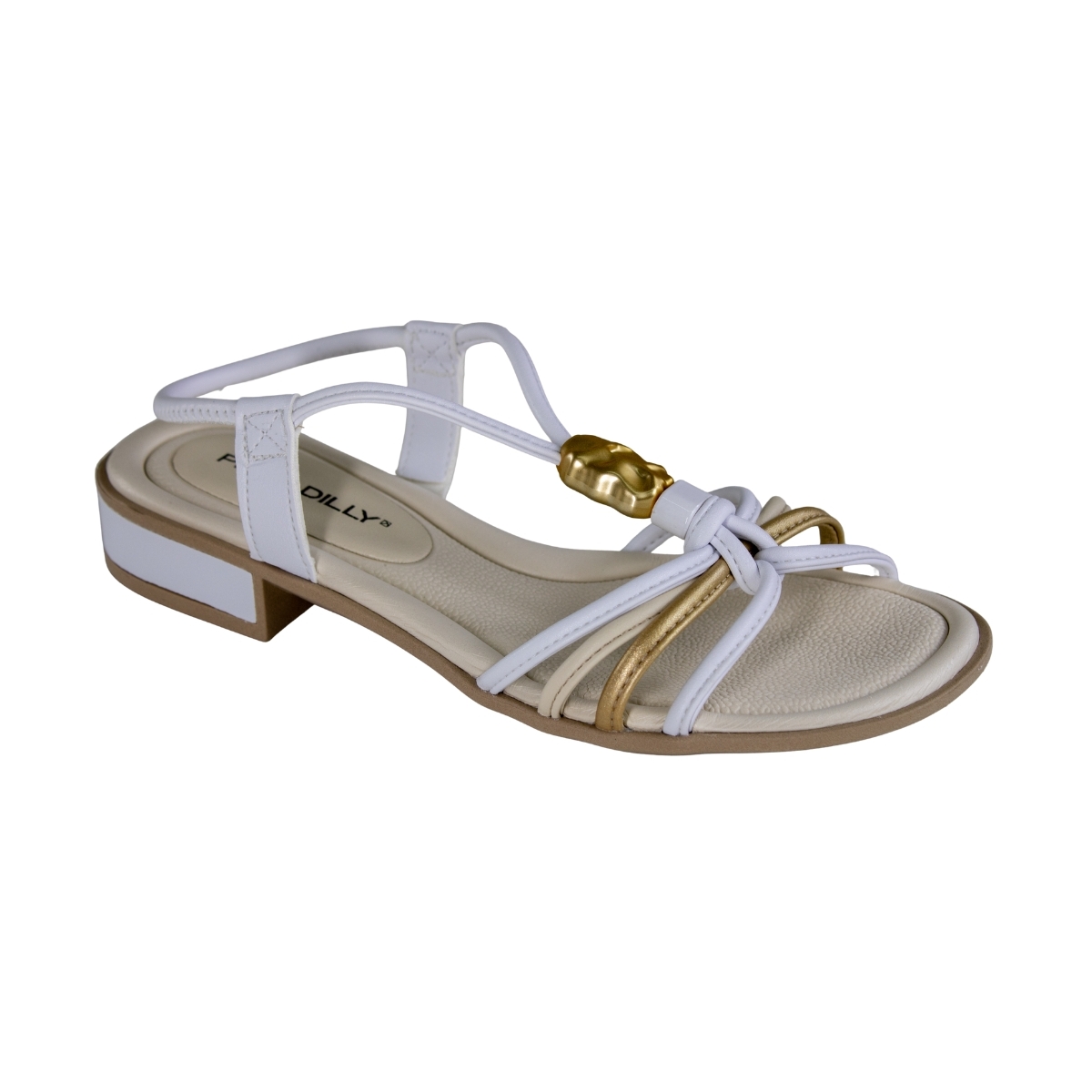 Sandália Feminina Piccadilly Salto Baixa Tiras  - BRANCO/OFF WHITE