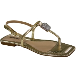 Sandália Feminina Dakota Rasteira Pedra - CHAMPAGNE