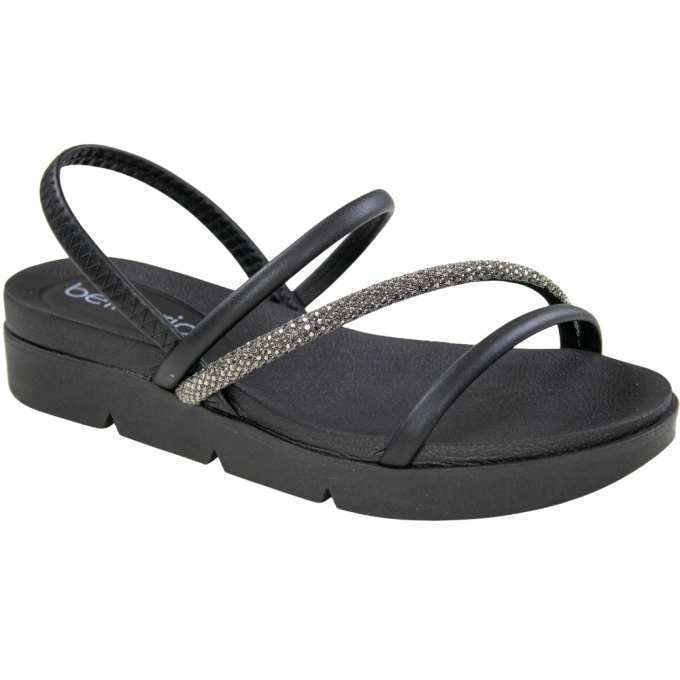 Sandália Feminina Beira Rio Rasteiro Tratorada - PRETO