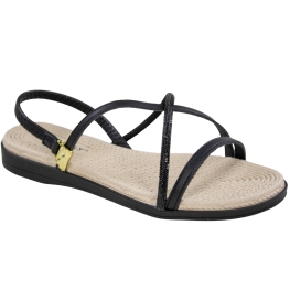 Sandália Feminina Piccadilly Rasteira Strass - PRETO