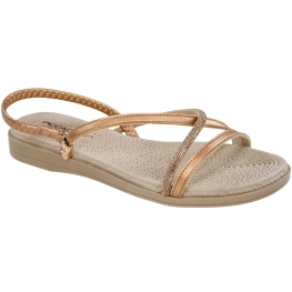 Sandália Feminina Piccadilly Rasteira Strass - OURO ROSADO