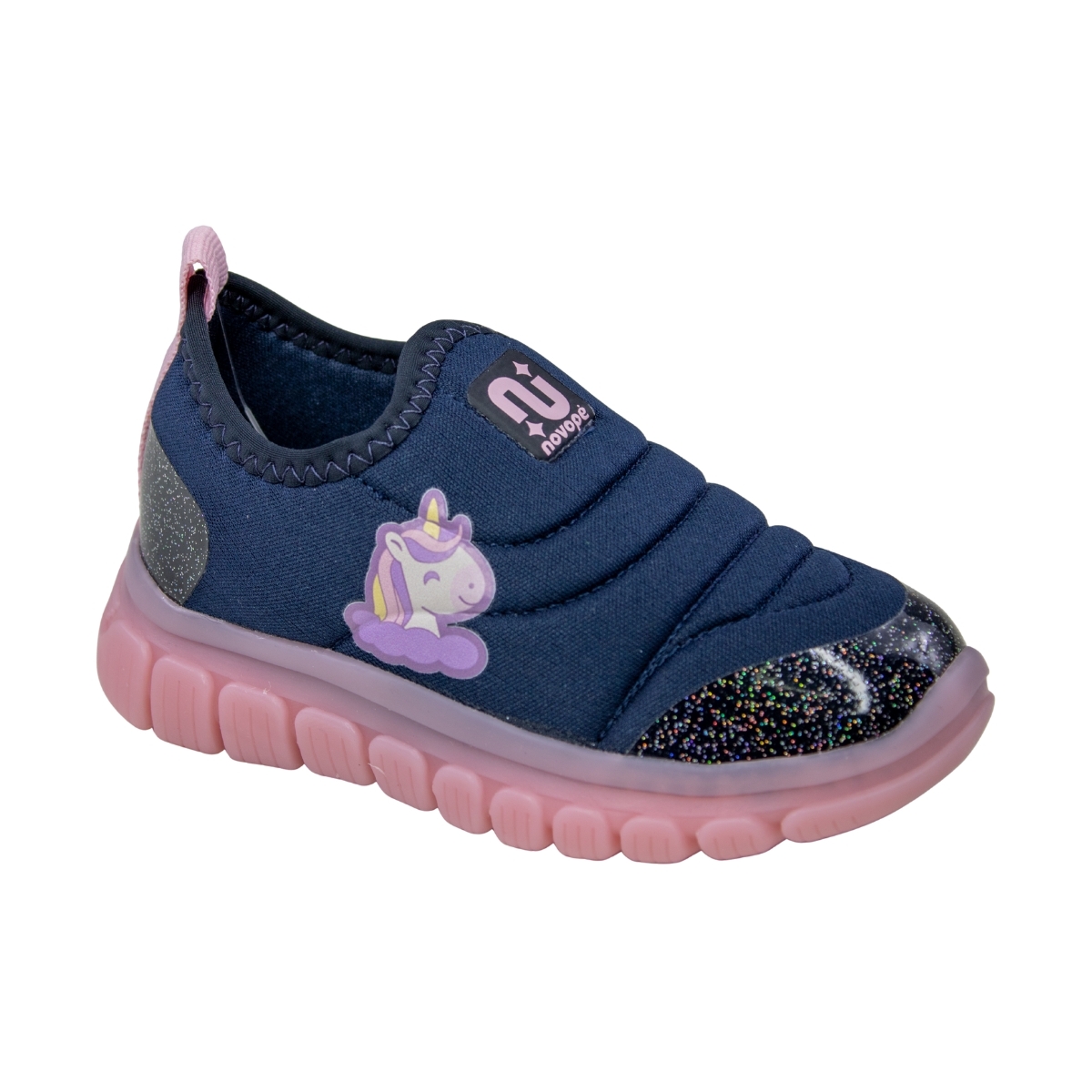 Tênis bebe Feminino Novopé Led - UNICORNIO/MARINHO