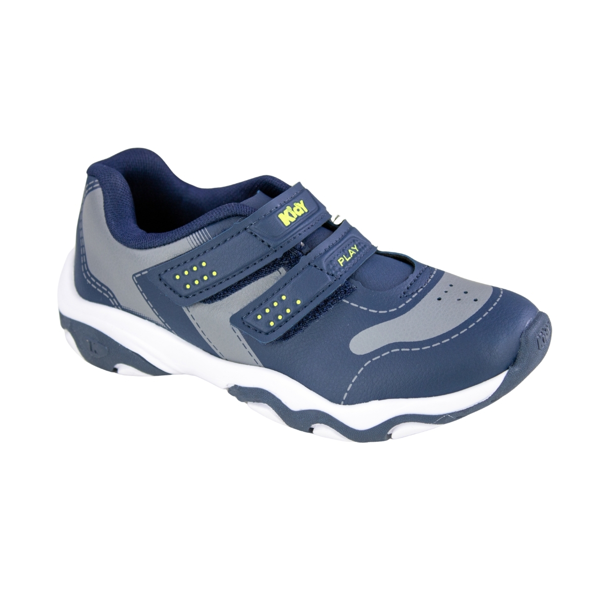 Tênis Infantil Masculino Play - MARINHO/CINZA/AMARELO NEON