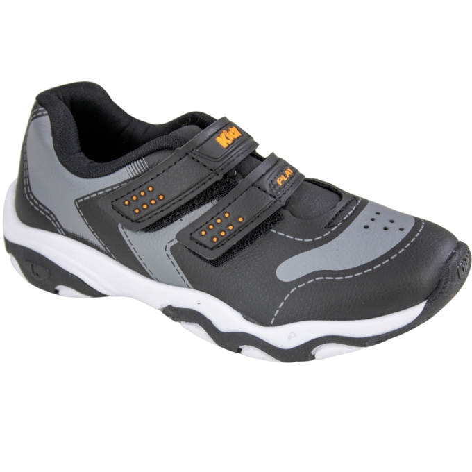 Tênis Infantil Masculino Play - PRETO/CINZA/LARANJA NEON