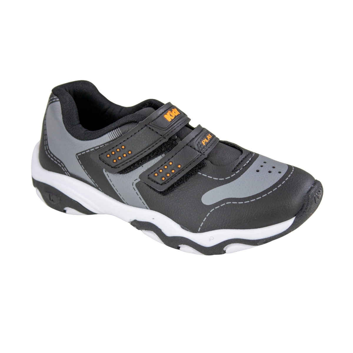Tênis Infantil Masculino Play - PRETO/CINZA/LARANJA NEON