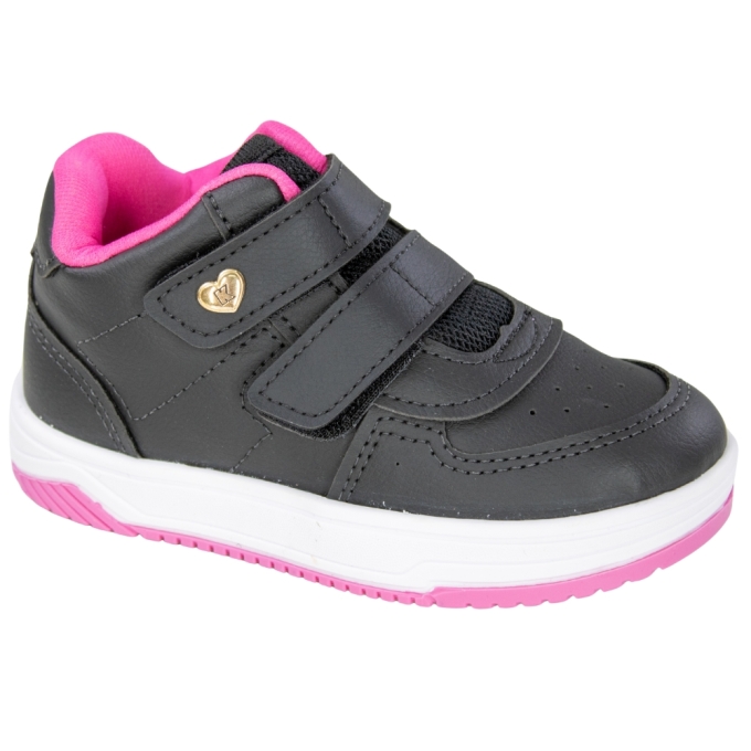 Tênis Bebê Feminino Cano Mèdio Happy  - PRETO/PINK