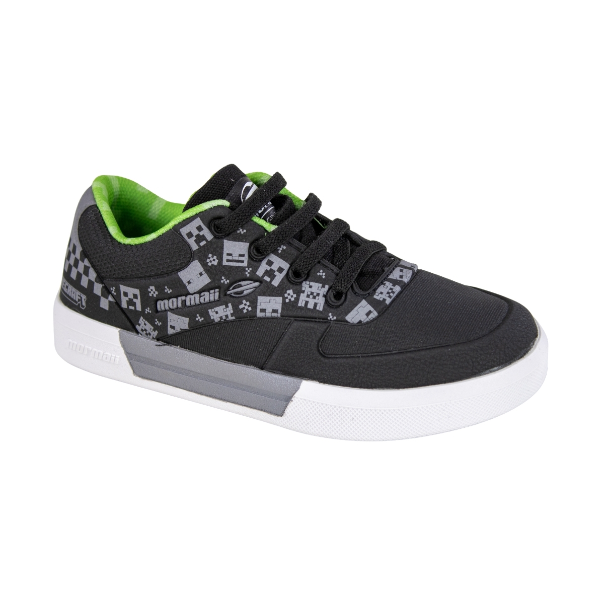 Tênis Infantil Masculino Mormai Smash Minecraft - BLACK/GREY/WHITE