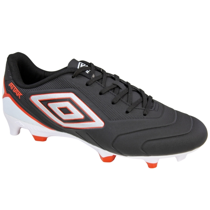 Chuteira Campo Umbro Attak III - PRETO/BRANCO/CINZA