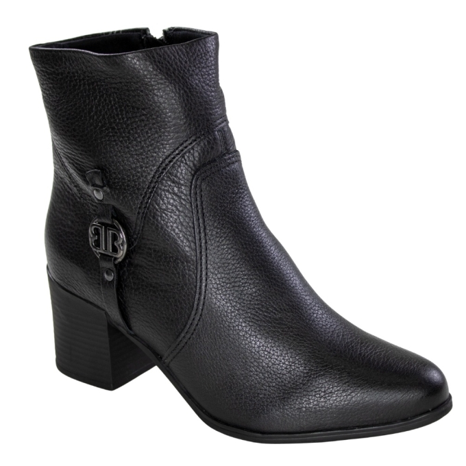 Bota Feminina Bottero Cano Baixo Bloco Fivela - PRETO