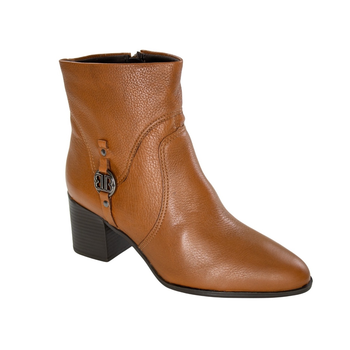 Bota Feminina Bottero Cano Baixo Bloco Fivela - CARAMELO