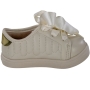Tênis Bebê Feminino Molequinha Cetim - BRANCO OFF/DOURADO