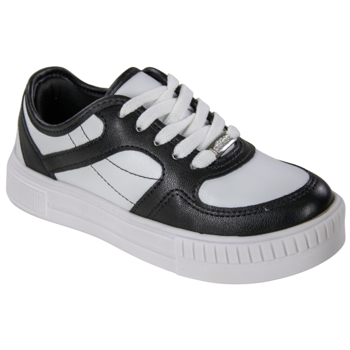 Tênis Infantil Feminino Molequinha  - BRANCO/PRETO