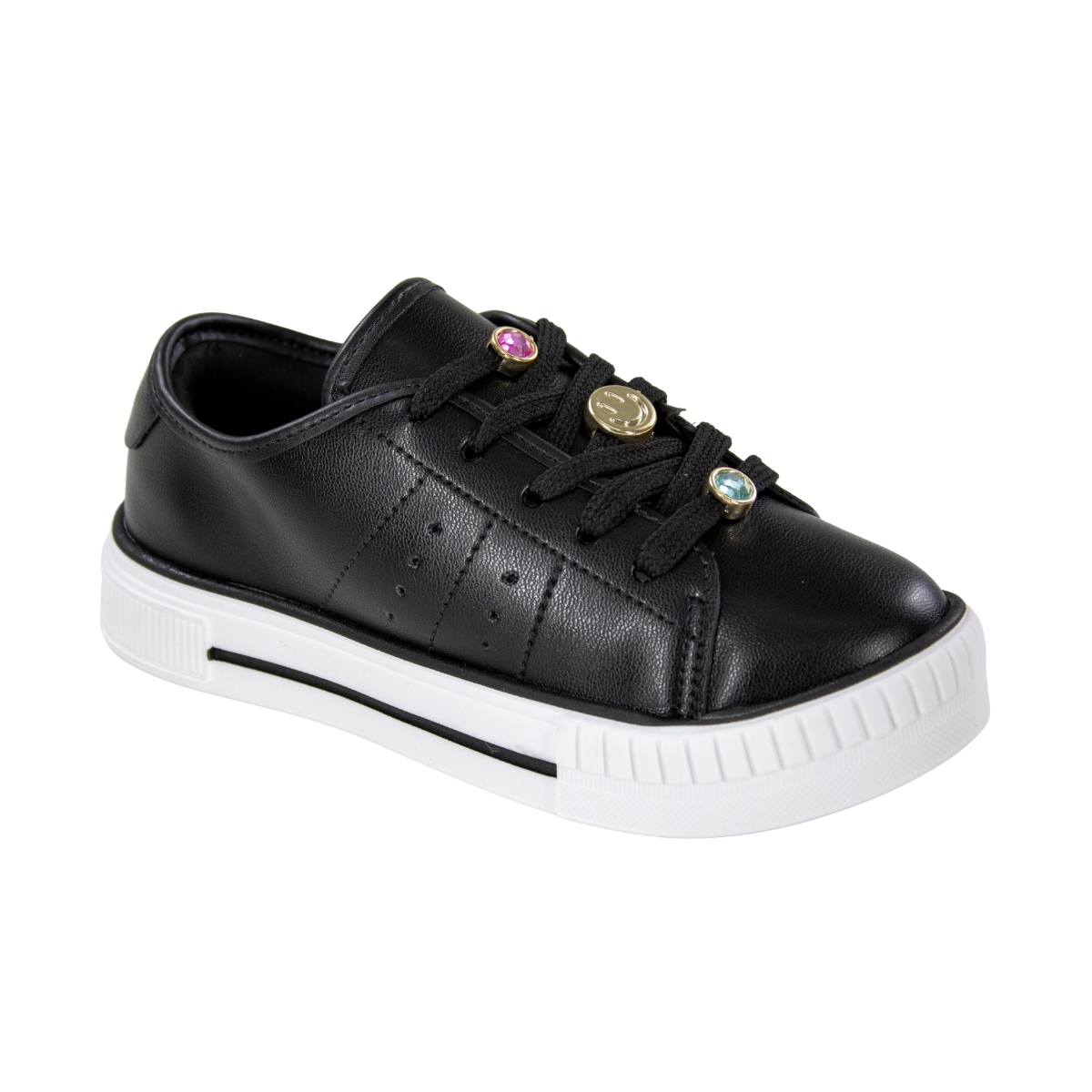 Tênis Infantil Feminino Molequinha Pingente - PRETO