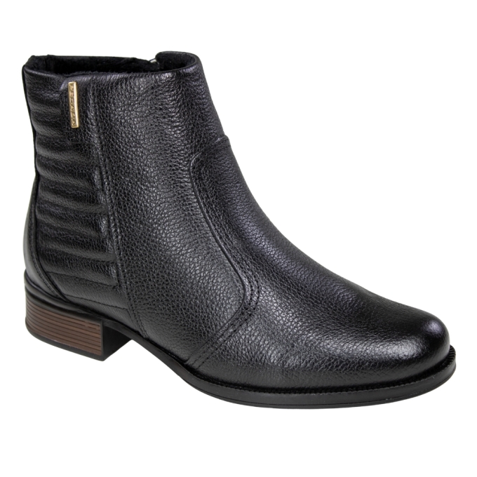 Bota Feminina Pegada Cano Baixo Salto Bloco - PRETO
