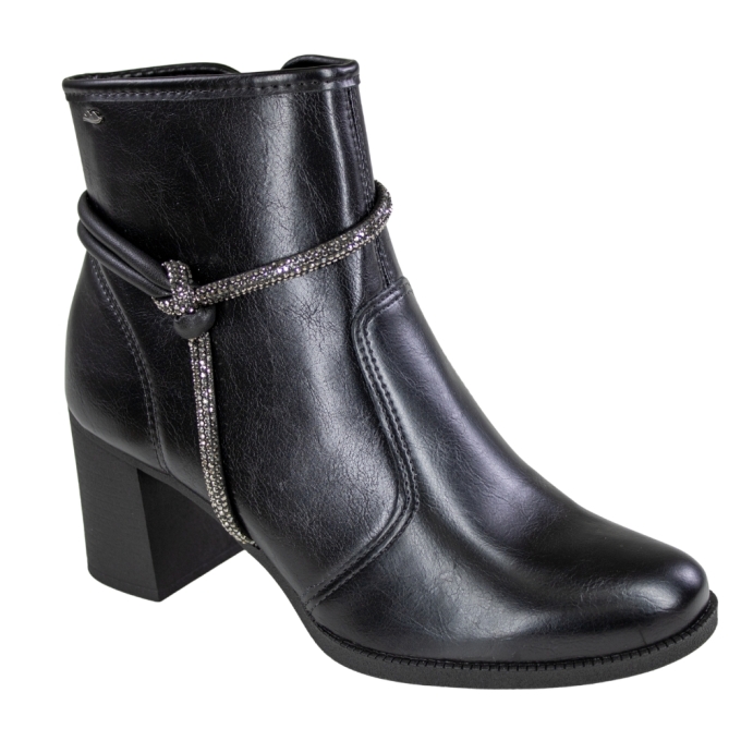 Bota Feminina Cano Baixo Salto Bloco Brilho - PRETO