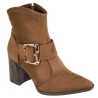 Bota Feminina Cano Baixo Salto Bloco Fivela - BROWN