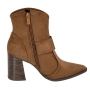 Bota Feminina Cano Baixo Salto Bloco Fivela - BROWN