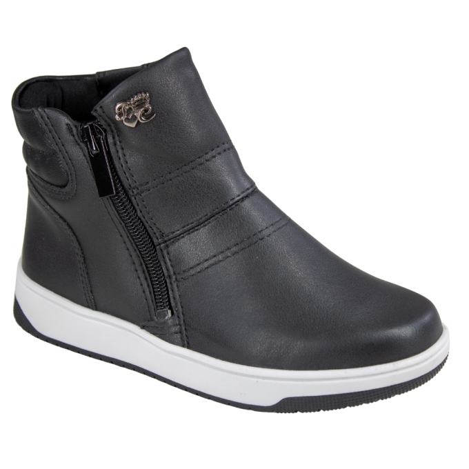 Bota Infantil Feminina Cano Baixo Ziper - PRETO