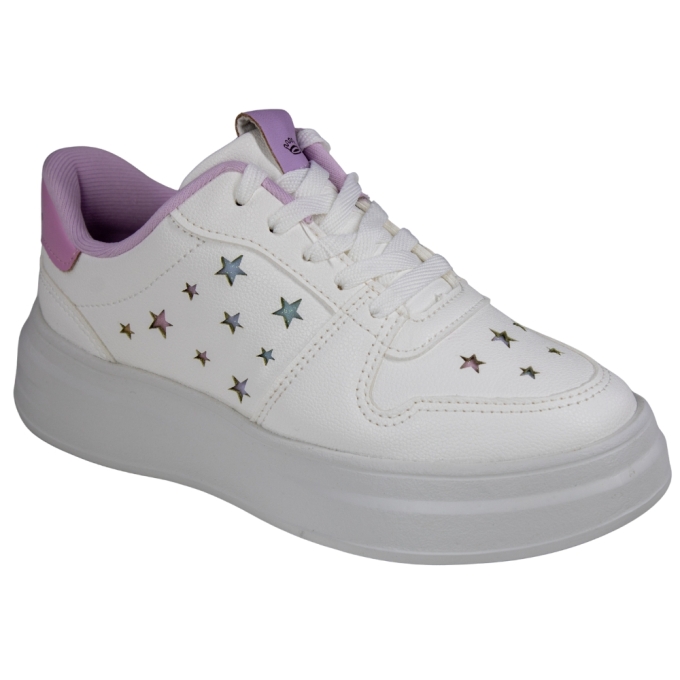 Tênis Infantil Feminino Pink Cats EVA ESTRELA - NEW WHITE