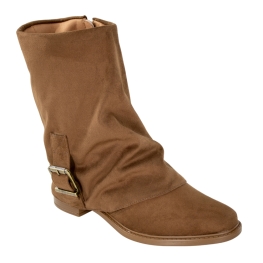 Bota Feminina Vizzano Salto Baixo Cano Médio Gola - CAMEL