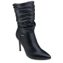 Bota Feminina Bottero Cano Médio Salto Fino Plissado - PRETO