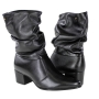 Bota Feminina Pegada Cano Médio Bloco Plissado - PRETO
