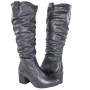 Bota Feminina Cano Alto salto Bloco Plissado - PRETO