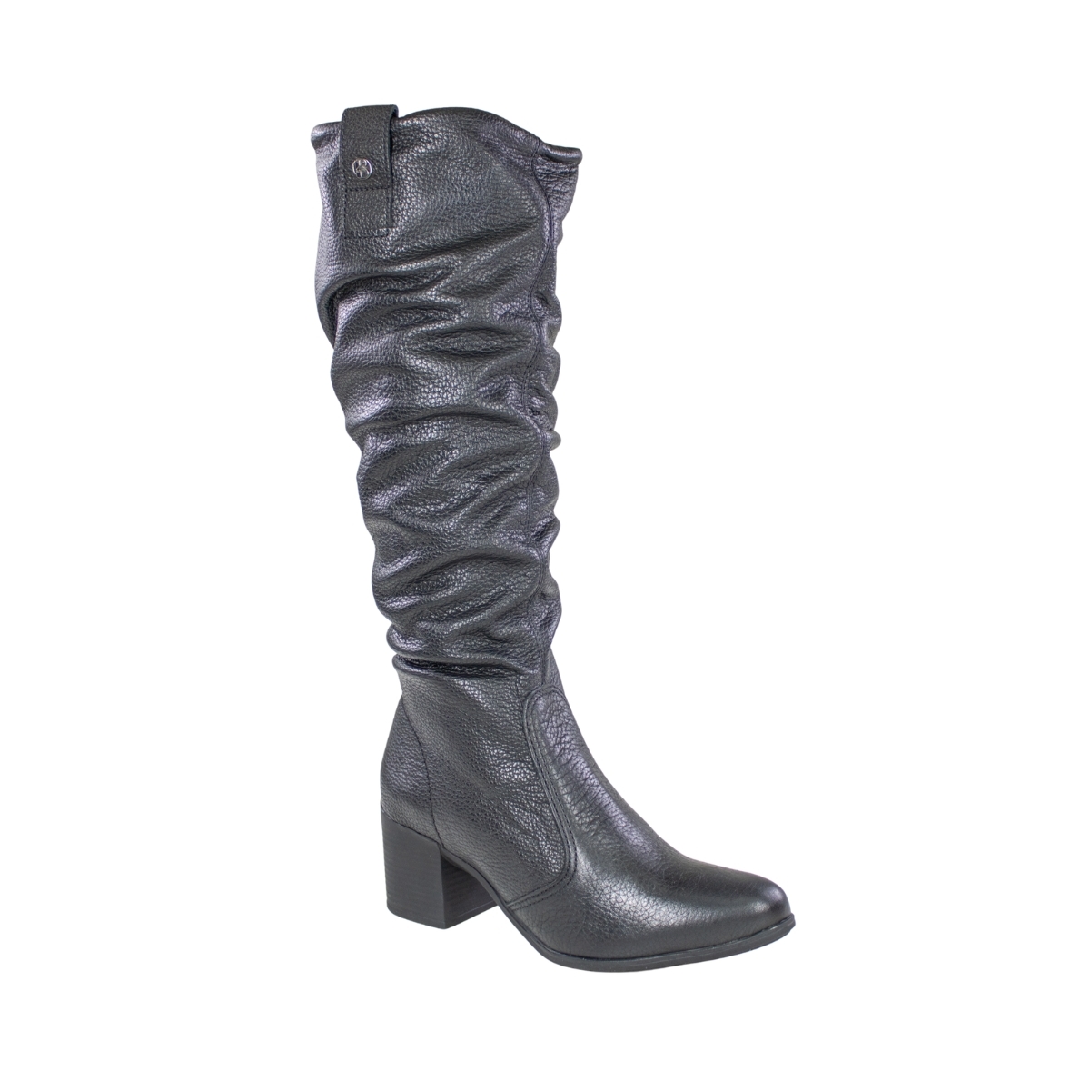 Bota Feminina Cano Alto salto Bloco Plissado - PRETO