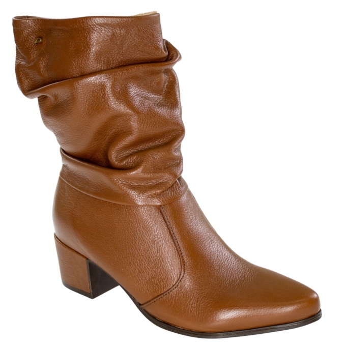Bota Feminina Pegada Cano Médio Bloco Plissado - PINHAO