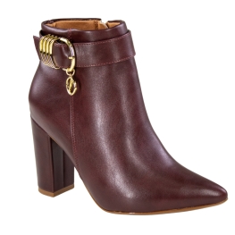 Bota Feminina Vizzano Salto Alto Bico Fino  - BURGUNDY