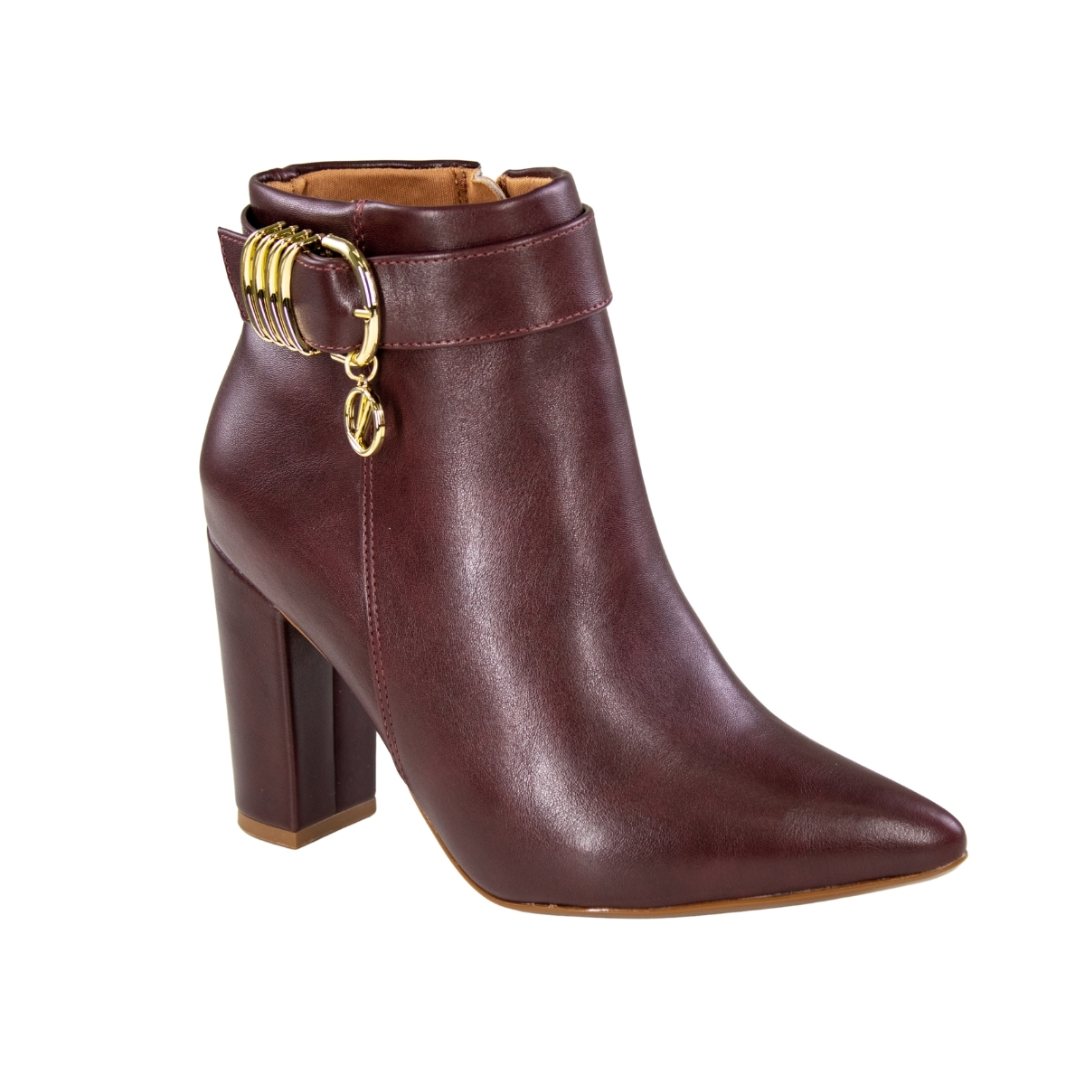 Bota Feminina Vizzano Salto Alto Bico Fino  - BURGUNDY