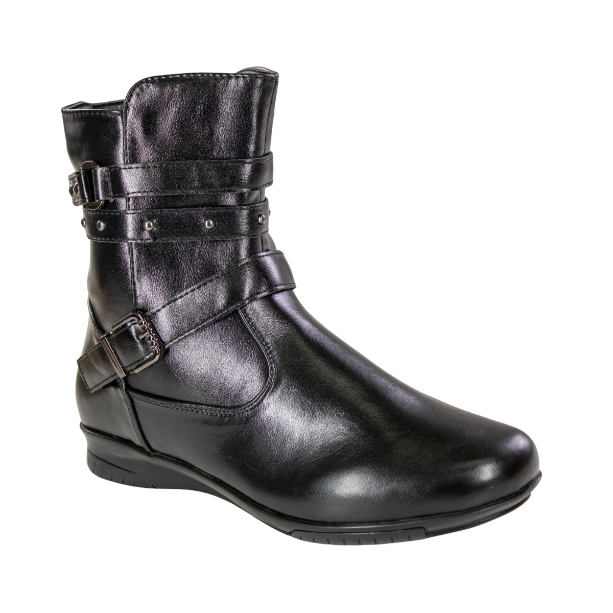 Bota Feminina Mooncity Rasteira Fivela  - PRETO