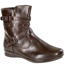 Bota Feminina Mooncity Rasteira Fivela  - MARROM