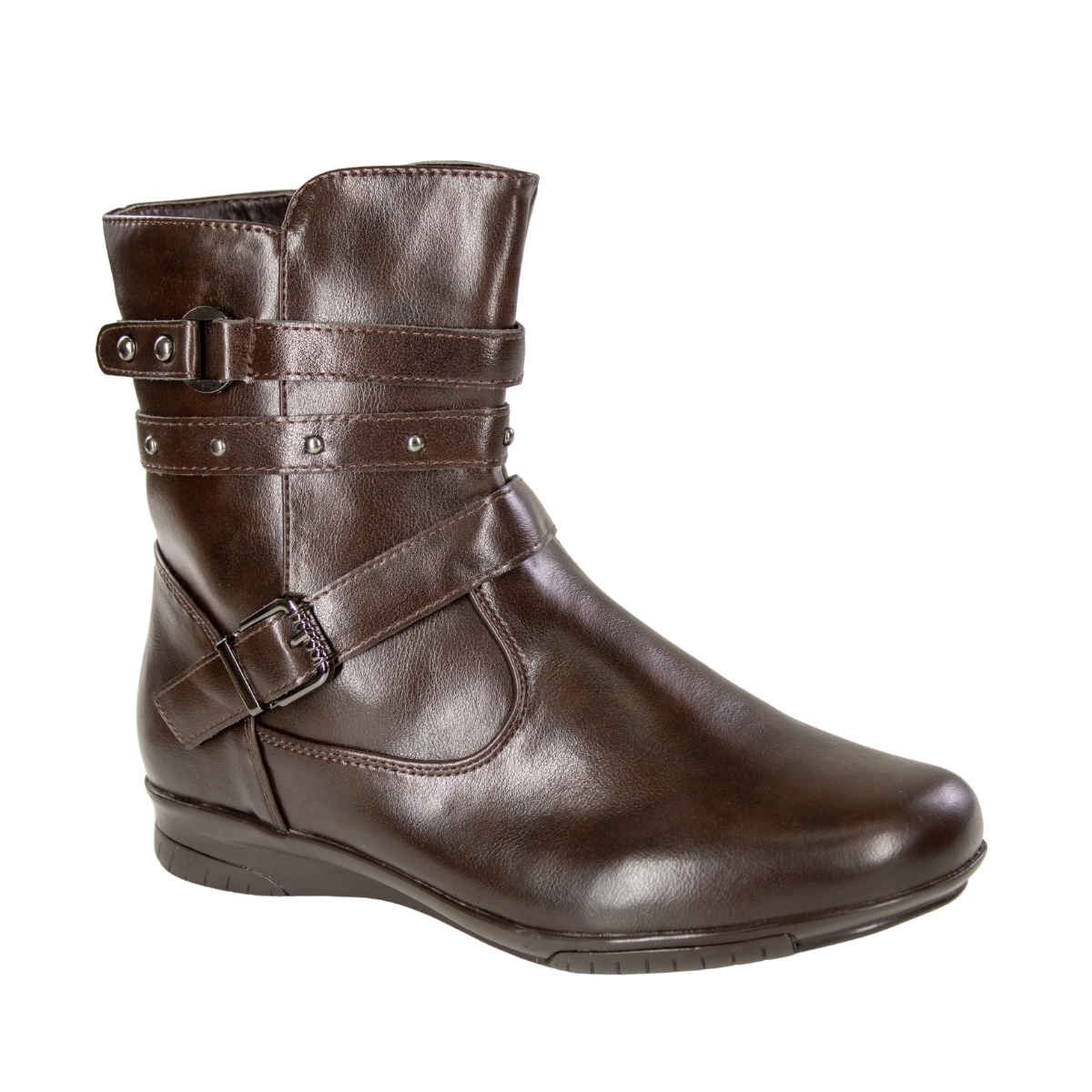 Bota Feminina Mooncity Rasteira Fivela  - MARROM