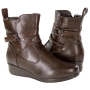 Bota Feminina Mooncity Anabela Cano Baixo Fivela  - MARROM