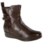 Bota Feminina Mooncity Anabela Cano Baixo Fivela  - MARROM