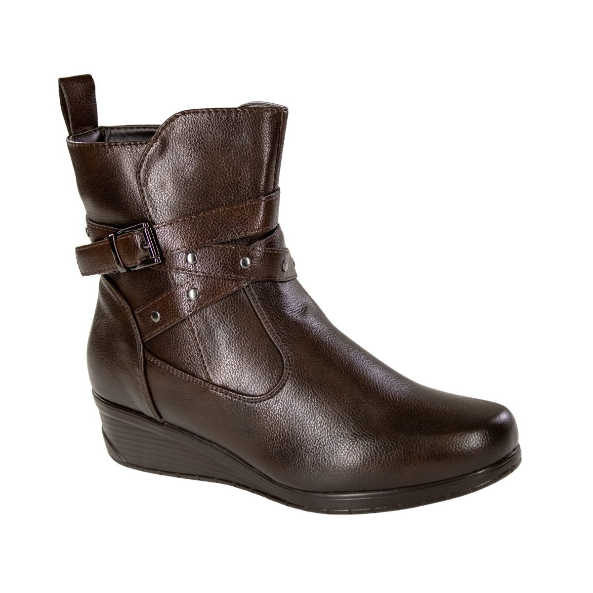 Bota Feminina Mooncity Anabela Cano Baixo Fivela  - MARROM