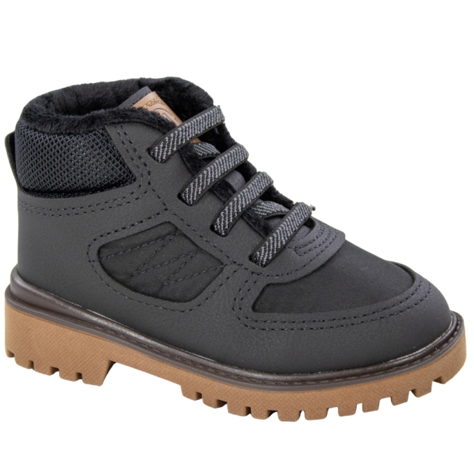 Coturno Bebê Masculino Cano Médio Pelo - PRETO