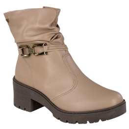 Bota Feminina Mississipi Cano Baixo Tratorada Plissada  - TITANIUM