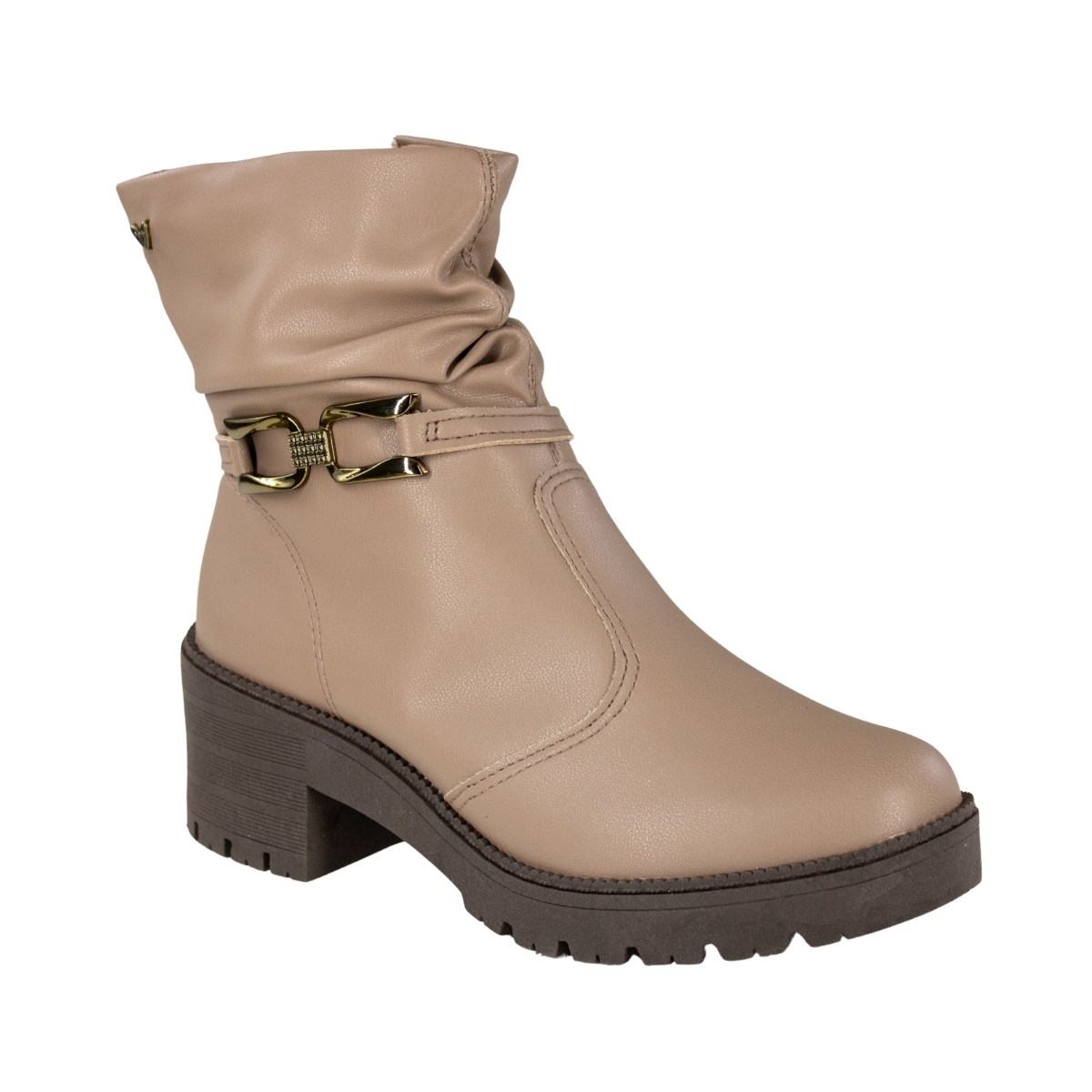 Bota Feminina Mississipi Cano Baixo Tratorada Plissada  - TITANIUM