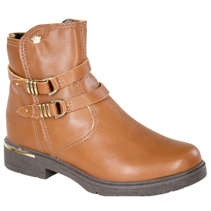 Bota Infantil Feminina Pink Cats Cano Baixo Fivela  - TABACO