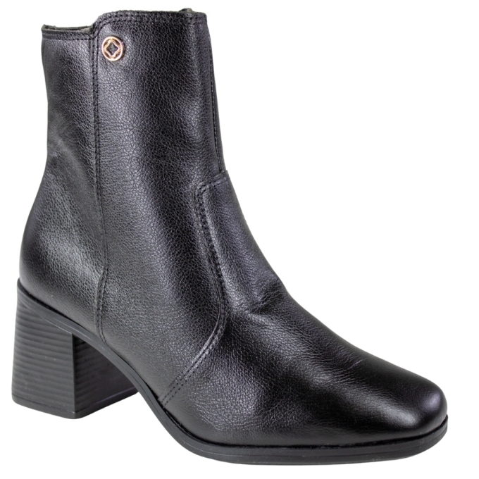 Bota Feminina Bebecê Salto Quadrado Cano Baixo - PRETO